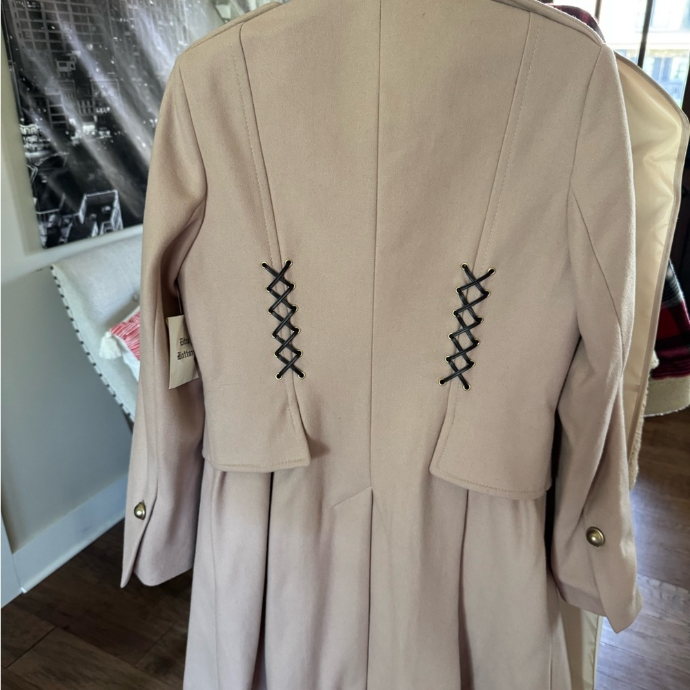 Women's Cream Double-Breasted Coat - Picture 2 of 3